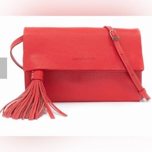 Brand New Daniella Ortiz Leather Cara Red Tassel Clutch Handbag